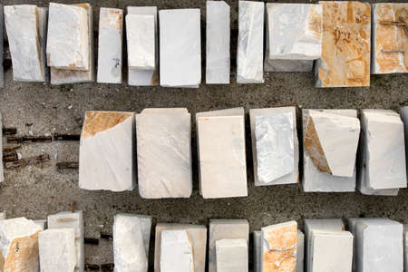 Aerial view of an area used as a marble warehouse awaiting processing.の写真素材