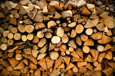 Small pile of wood ready for the winter reserveの写真素材