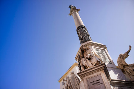 Photographic view of the Madonna of the Immaculate Conception in Piazza Mignanelli Rome Italyのeditorial素材