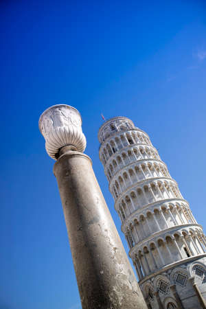 Perspective view of the architecture of the Leaning Tower of Pisa Tuscany Italyの写真素材
