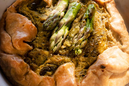 Vegan Cuisine Savory cake made with natural ingredients such as spelled flour and asparagus creamの写真素材