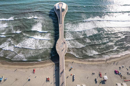 Aerial photographic documentation of the Lido di Camaiore Toscany Italy pierの写真素材