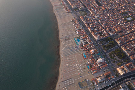 Aerial photographic documentation of the city of Viareggio Tuscany Italyの写真素材