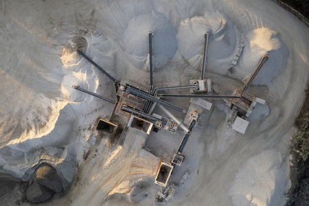 Aerial photographic documentation of a factory for the production of aggregates for the construction sectorの写真素材