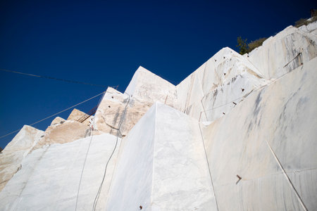 Photographic documentation of a quarry for the extraction of white marble in Carrara Italyの写真素材
