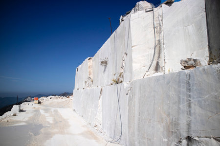 Photographic documentation of a quarry for the extraction of white marble in Carrara Italyの写真素材