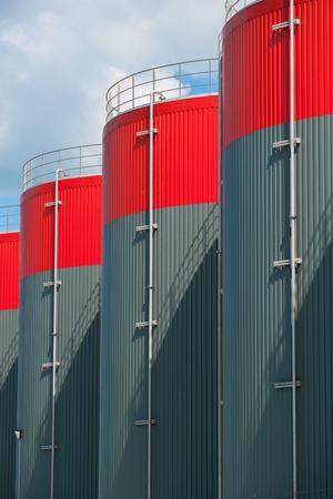 Vertical Picture of petrochemical storage tanksのeditorial素材