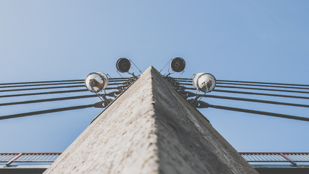 Architectural concrete bridge pillar of a cable-stayed bridgeの写真素材