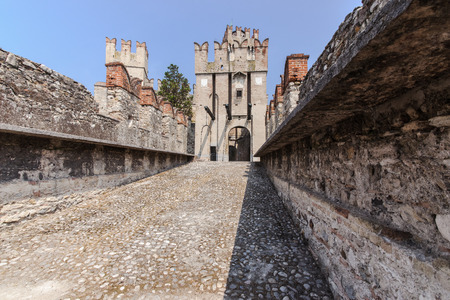 Old Castle in the city Sirmione at the lago di Garda  Lombardy, Italyの写真素材