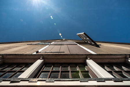 Details of cultural heritage in an old Dutch village (De Rijp) in North Holland. One of the authentic villages in the beemster polder around the city of Alkmaar. Zaanse design houses, facades, regionの写真素材