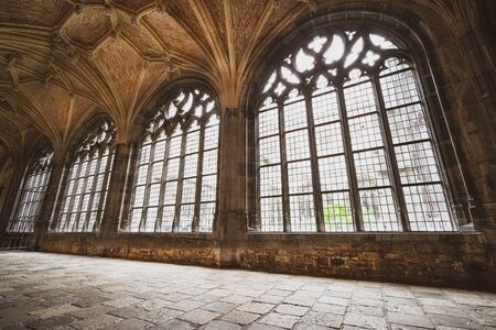 Gothic abdy complex in Middelburg, Zeeland in the Netherlands with herbal inner garden and monastery galleryの写真素材