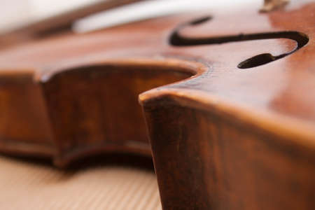 Close up of a ancient violinの写真素材