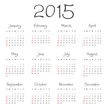 Vector - Calendar Template for Year 2015のイラスト素材
