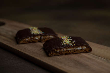 Delicious slices of cake on a platter
