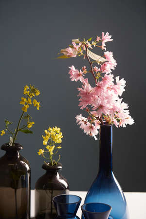 Flowers in vases on a table
