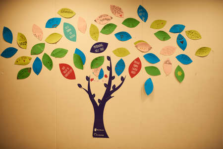 Art made by student hanging on the wall in a school