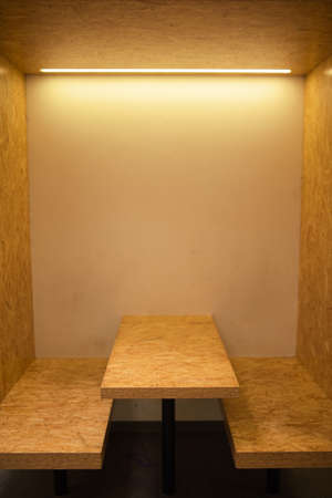 A wooden nook for students to work and readの写真素材