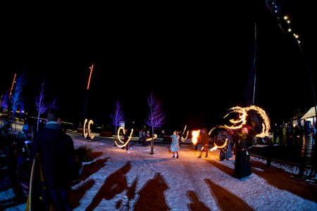 a light show performance during christmas parade