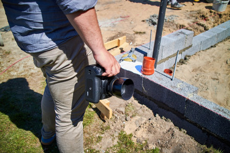 photographer working on a construction site