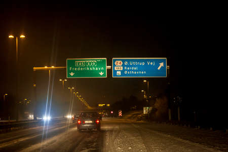 a danish traffic sign on a highway road