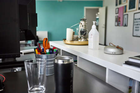 office space with office supplies on the table