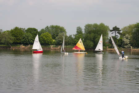 Sailboats on South Norwood Lake, London, United Kingdom.の写真素材