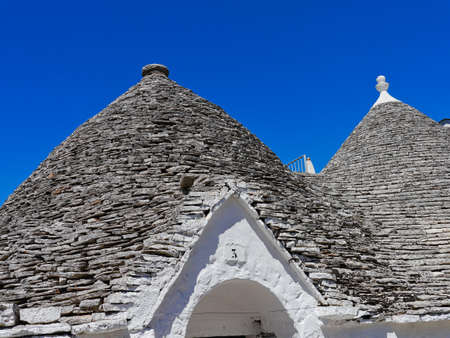 Cone shaped roof of a trullo, Alberobello, Italy.の写真素材