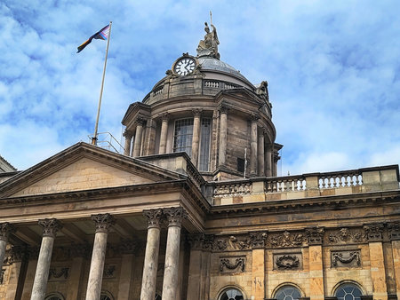 Exteriorof the town hall in Liverpool, United Kingdom.