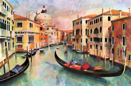 View of the Gran Canal , Venice, Italy.の写真素材