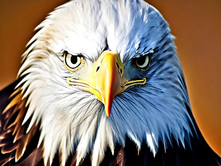 Detailed portrait of an American bald eagle.の写真素材