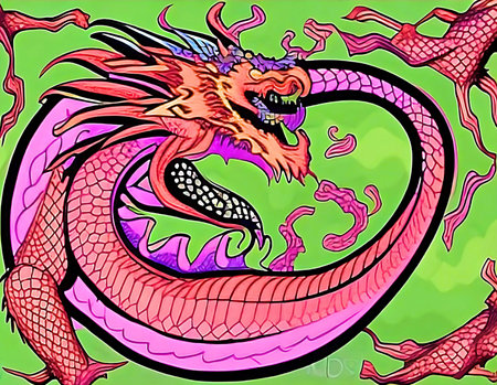 Close up of a dragon head.の写真素材