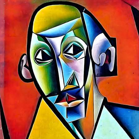 Cubist style portrait of a human face.の素材