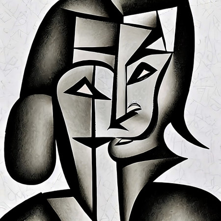Portrait painting in the style of cubism in vibrant colors. AI Generated.の素材