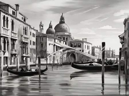 Venetian Splendor. Gondolas Gliding on the Grand Canalの素材