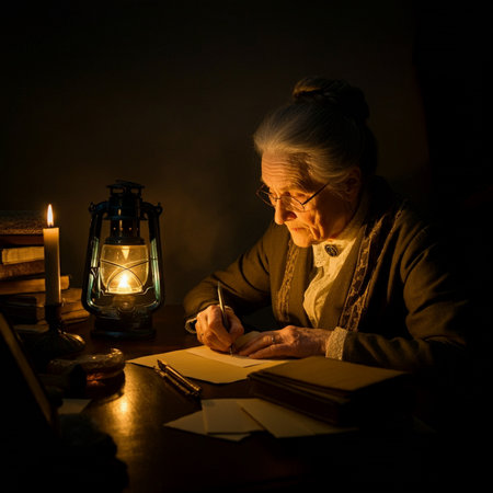 Old Victorian woman ather desk.の写真素材