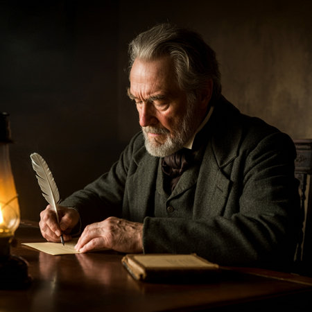 Victorian man at his desk.の写真素材