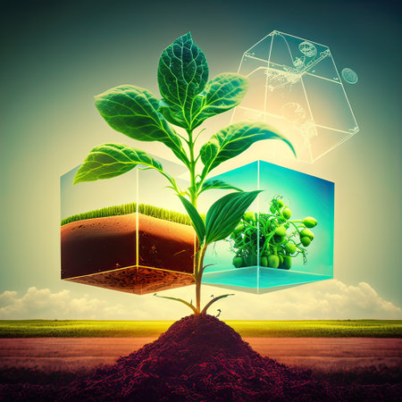 Plant seedling in the shape of a cube. Conceptual imageの素材