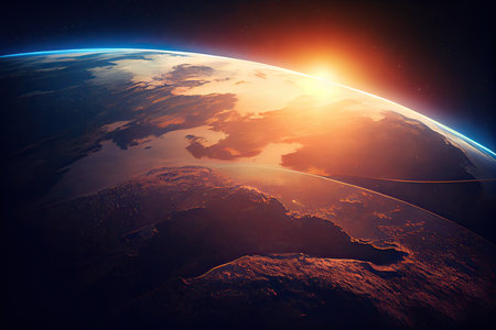 Sunset over planet Earth. Elements of this image furnished by NASAの素材