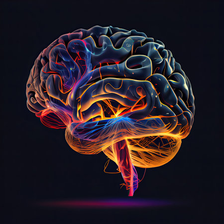 Human brain on dark background. 3D illustration. 3D rendering.の素材