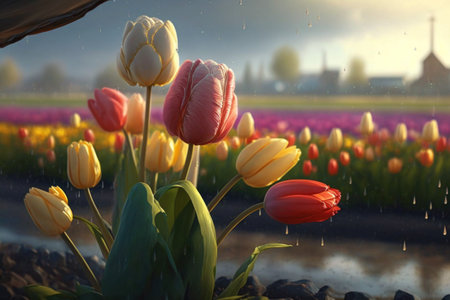 Tulip. Beautiful bouquet of tulips. colorful tulips. tulips in spring,colourful tulipの素材