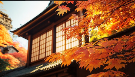Autumn leaves in Kyoto, Japan. Kyoto is the capital and largest city of Japan.の素材