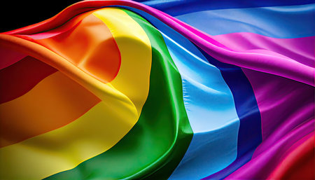 3d rendering of a gay pride flag waving in the wind.の素材