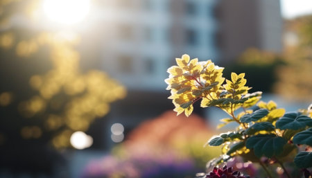 Beautiful flowers in the garden at sunset. Selective focus.の素材