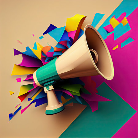 Megaphone on abstract colorful background. Eps 10 vector file.の素材