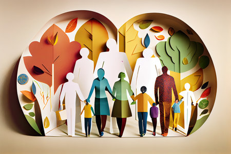 Family in a heart shape. The concept of caring for the environment.の素材