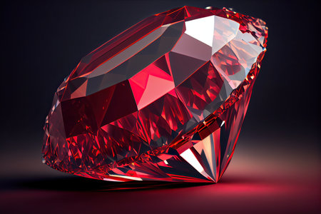 Red diamond on a dark background. 3d rendering, 3d illustration.の素材
