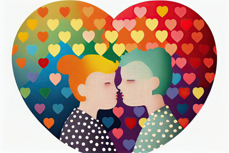 Valentine's day card with couple in love. Vector illustration.の素材