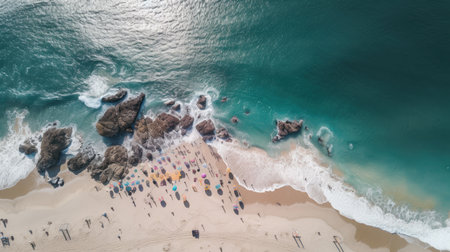 Aerial view of the beautiful beach in Portugal. Drone photography.の素材