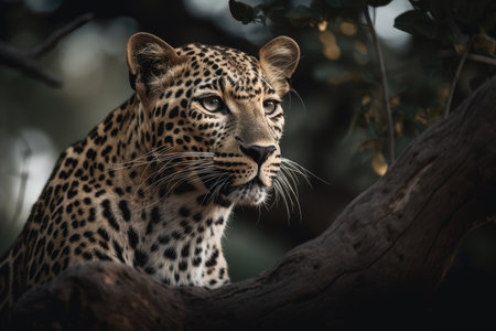 Leopard in Kruger National Park, South Africa ; Specie Panthera pardus family of Felidaeの素材