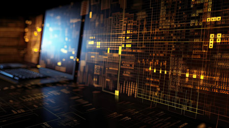 Abstract technology background with circuit board. 3d rendering toned imageの素材
